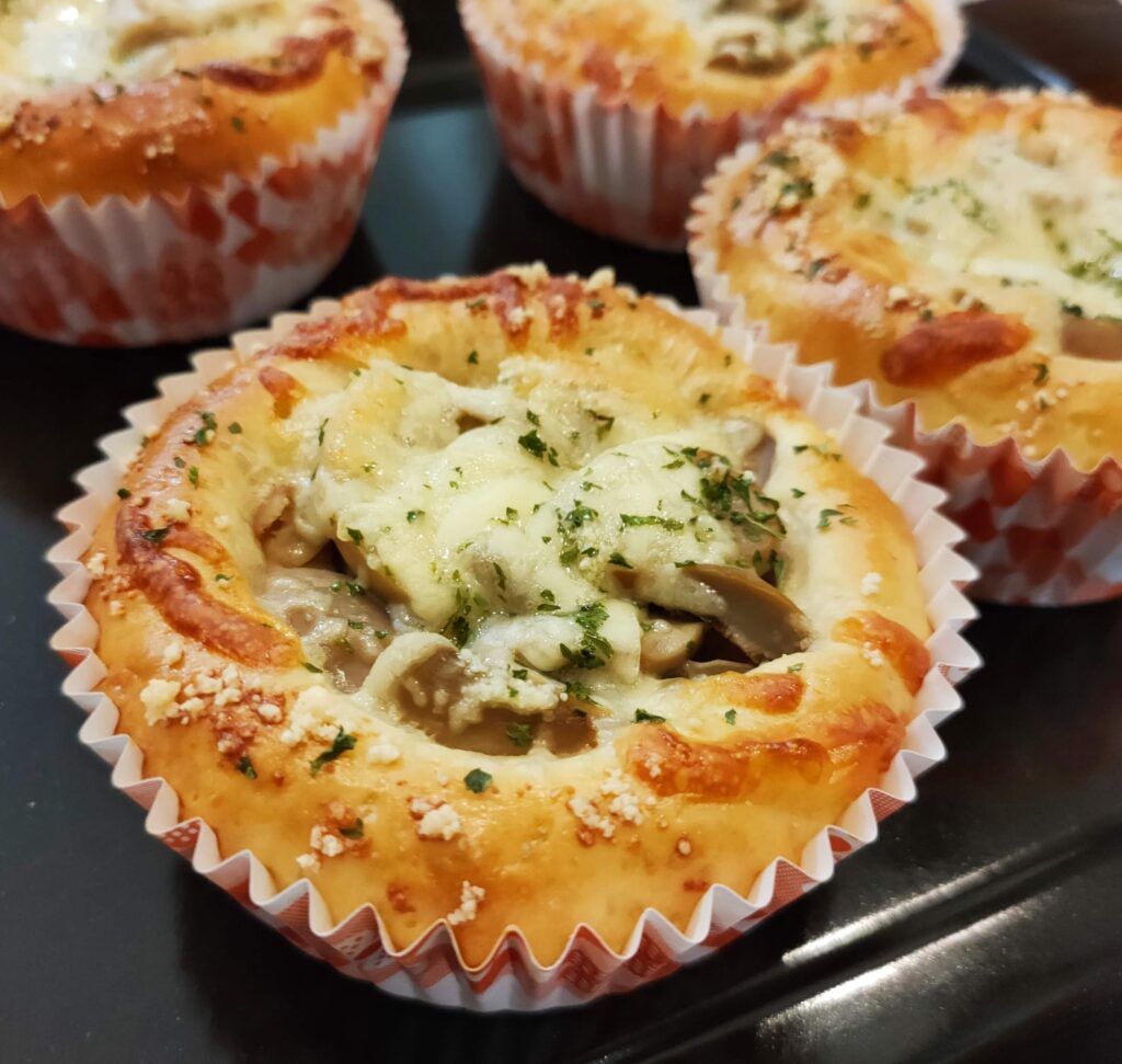 Homemade mushroom and cheese bun
